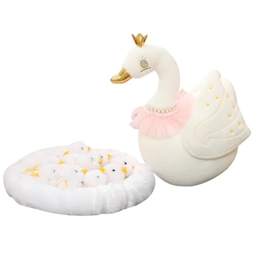 Schwan Plüschtier, Süße Stofftier Puppe Mit 10 Babyschwänen Kuscheltier Weich Plüsch Spielzeug Plüschpuppe Geschenk Für Kinder Mädchen Schwan Plüschtier, Süße Stofftier Puppe Mit 10 Babyschwänen Kuscheltier Weich Plüsch Spielzeug Plüschpuppe Geschenk Für Kinder Mädchen von KUKUShining