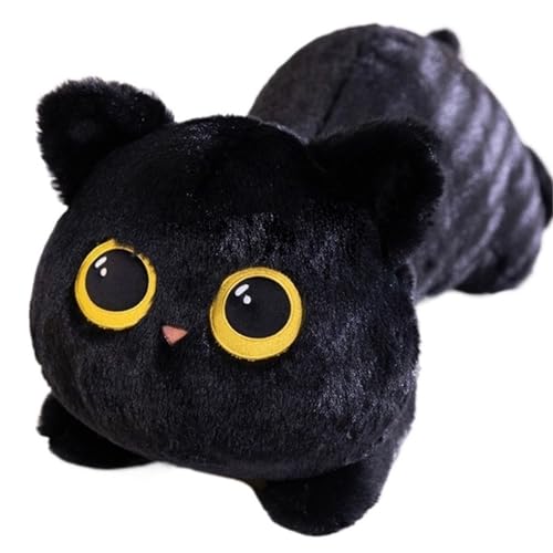 Schwarzes Katzen Plüschtier, Süßes Weiches Stofftier Plüschkissen Puppe Kätzchen Kinder Jungen Mädchen Heimdekoration for Umarmen(Black,50cm/19.7in) von KUKUShining