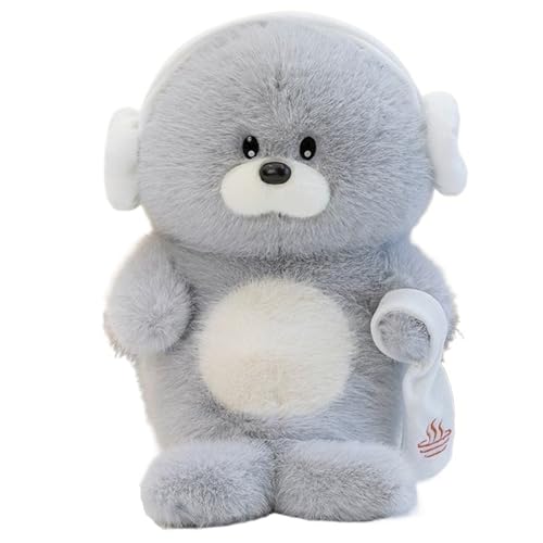 Seelöwe Kuscheltier, Weiche Plüschtier Kuschelige Stofftier Puppe Mit Rucksack Seestern Seelöwe Plüsch Spielzeug Für Mädchen Kinder(Gray,25cm/9.8in) von KUKUShining