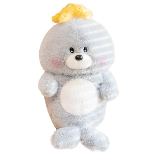Seelöwe Kuscheltier, Weiche Plüschtier Kuschelige Stofftier Puppe Mit Rucksack Seestern Seelöwe Plüsch Spielzeug Für Mädchen Kinder(Yellow,25cm/9.8in) von KUKUShining