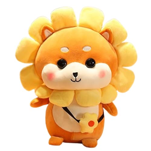 Shiba Inu Plüsch, Weiches Kuscheltier Süße Stofftier Kissen Mit Hut Kostüm Verwandelt In Dinosaurier Kaninchen Sonnenblume Plüschtier(Brown,40cm/15.75in) von KUKUShining