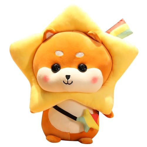 Shiba Inu Plüsch, Weiches Kuscheltier Süße Stofftier Kissen Mit Hut Kostüm Verwandelt In Dinosaurier Kaninchen Sonnenblume Plüschtier(Yellow,30cm/11.8in) von KUKUShining