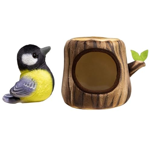 Spatz Vogel Plüsch, Vögel Kuscheltier Baumhaus Plüschtier Spielzeug Flauschige Haustier Stofftier Puppe Zum Spielen Sammeln Für Kinder(2PCS-C) von KUKUShining