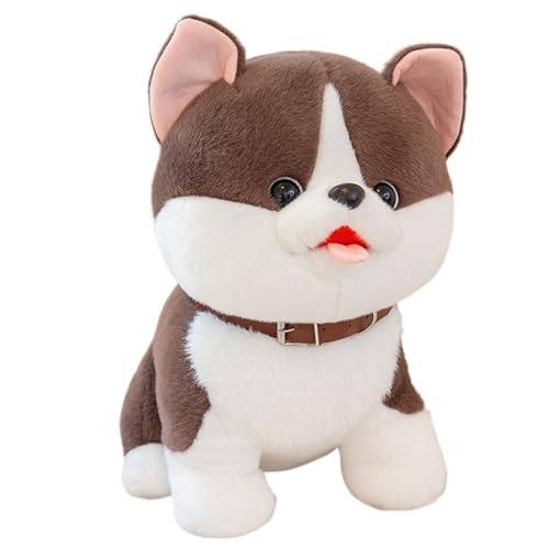 Süßes Welpen Plüschtier, Weicher Kuscheliger Husky Hund Kuscheltier Plüschpuppen Kissen for Kinder Geschenkparty Dauerhaft(Brown,25cm/9.8in) von KUKUShining