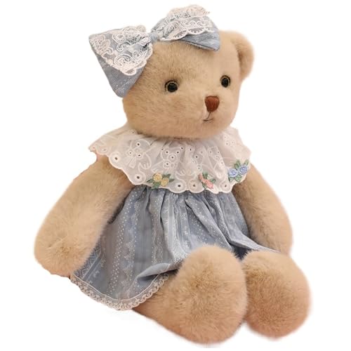 Teddybär Kuscheltier, Weiche Plüschtier Süße Teddy Stofftier Puppe Mit Rock Braun Bär Plüsch Spielzeug Geschenke Für Die Heimdekoration(Blue) von KUKUShining
