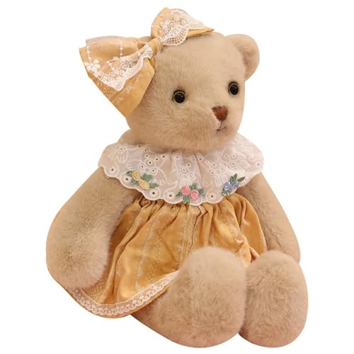 Teddybär Kuscheltier, Weiche Plüschtier Süße Teddy Stofftier Puppe Mit Rock Braun Bär Plüsch Spielzeug Geschenke Für Die Heimdekoration(Yellow) von KUKUShining