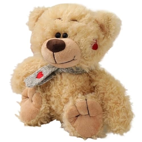 Teddybär Plüsch, Weiche Kuscheltier Liebesbär Stofftier Mit Schal Süßes Puppe Plüschtier Spielzeug Geschenke Zum Valentinstag(Khaki,27cm/10.6in) von KUKUShining