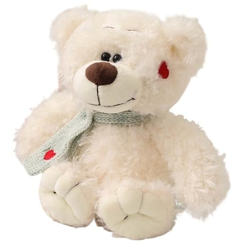 Teddybär Plüsch, Weiche Kuscheltier Liebesbär Stofftier Mit Schal Süßes Puppe Plüschtier Spielzeug Geschenke Zum Valentinstag(White,27cm/10.6in) von KUKUShining