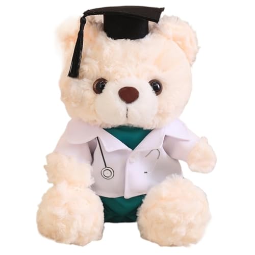 Teddybär Plüschtier, Weich Und Kuschelig Mit Absolventenhut Stofftierbärenpuppen for Abschlussfeiern(White B) von KUKUShining