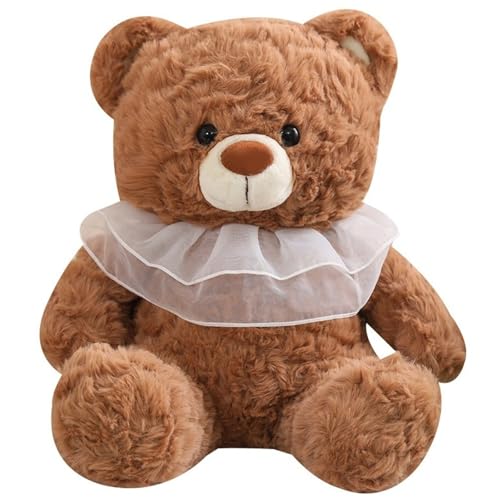 Teddybär Plüschtier, Weiches Kuscheltier Kuschelig Stofftier Prinzessinnen Bären Plüsch Spielzeug Mit Spitzen Lätzchen Puppe for Kinder(Brown,60cm/23.6in) von KUKUShining