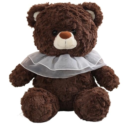 Teddybär Plüschtier, Weiches Kuscheltier Kuschelig Stofftier Prinzessinnen Bären Plüsch Spielzeug Mit Spitzen Lätzchen Puppe for Kinder(Coffee,50cm/19.68in) von KUKUShining