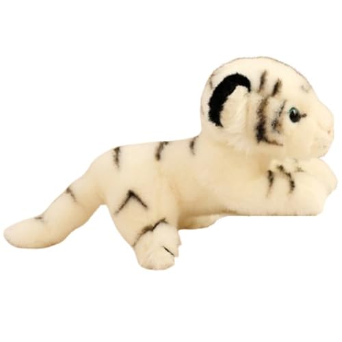 Tiger Plüschtier, Weiche Kuscheltier Ausgestopfte Wildtiere Plüsch Kissen Kuschelige Stofftiere Spielzeug Zimmerdekoration(White,30cm/11.81in) von KUKUShining