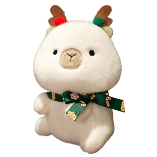 Weihnachten Capybara Kuscheltier, Süße Plüschtier Weiche Weihnachts Meerschweinchen Plüsch Spielzeug Heimdekoration Kissen Für Kinder(White) von KUKUShining
