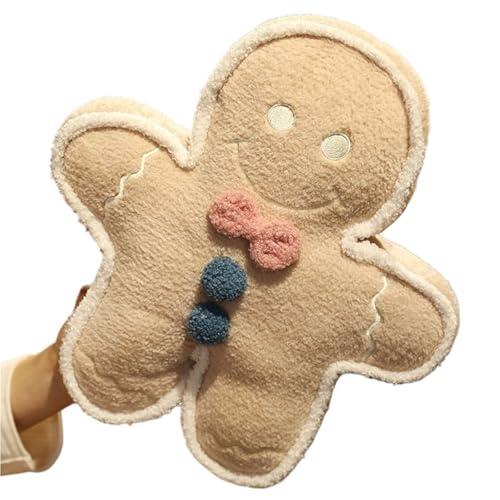 Weihnachten Lebkuchenmann Plüsch, Weihnachts Kuscheltier Weiches Dekokissen Plüschtier Plüschpuppe Für Festliche Dekoration(Beige,42cm/16.53in) von KUKUShining