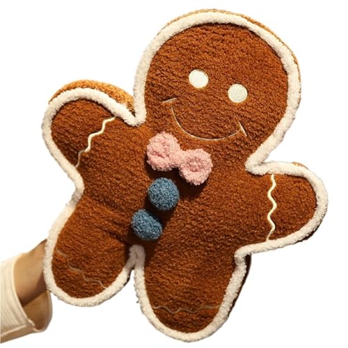 Weihnachten Lebkuchenmann Plüsch, Weihnachts Kuscheltier Weiches Dekokissen Plüschtier Plüschpuppe Für Festliche Dekoration(Brown,60cm/23.9in) von KUKUShining