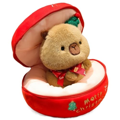Weihnachten Plüsch, Süße Gefüllte Apfelpuppe Mit Reißverschluss Stofftier Weiches Capybara Kuscheltier Weihnachtsmann Plüschtier Spielzeug(2PCS-A) von KUKUShining
