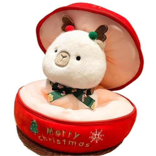 Weihnachten Plüsch, Süße Gefüllte Apfelpuppe Mit Reißverschluss Stofftier Weiches Capybara Kuscheltier Weihnachtsmann Plüschtier Spielzeug(2PCS-B) von KUKUShining