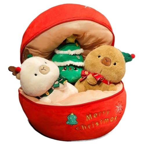 Weihnachten Plüsch, Süße Gefüllte Apfelpuppe Mit Reißverschluss Stofftier Weiches Capybara Kuscheltier Weihnachtsmann Plüschtier Spielzeug(4PCS) von KUKUShining