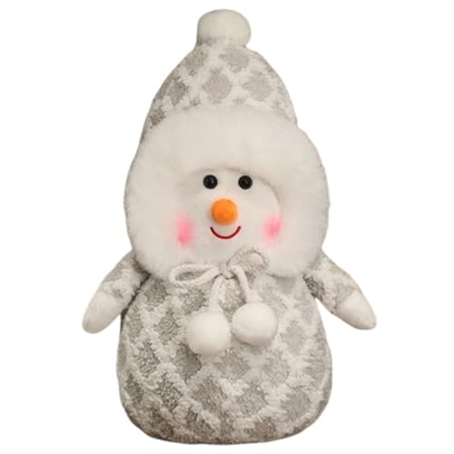 Weihnachten Schneemann Kuscheltier, Weiche Stofftier Puppe Mit Weihnachtsmütze Plüsch Kuscheliges Plüschtier Für Die Heimdekoration(Gray) von KUKUShining