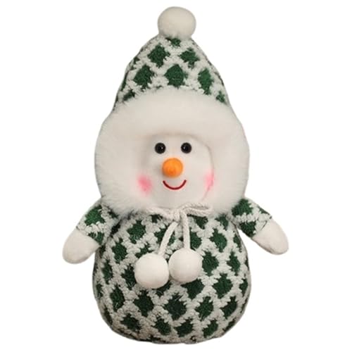 Weihnachten Schneemann Kuscheltier, Weiche Stofftier Puppe Mit Weihnachtsmütze Plüsch Kuscheliges Plüschtier Für Die Heimdekoration(Green) von KUKUShining