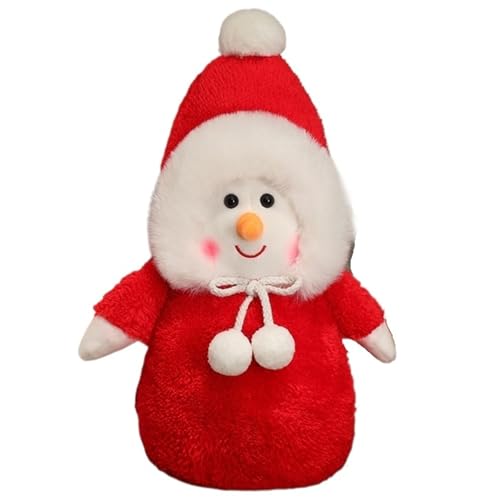 Weihnachten Schneemann Kuscheltier, Weiche Stofftier Puppe Mit Weihnachtsmütze Plüsch Kuscheliges Plüschtier Für Die Heimdekoration(Red) von KUKUShining