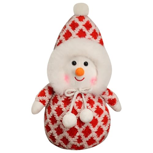 Weihnachten Schneemann Kuscheltier, Weiche Stofftier Puppe Mit Weihnachtsmütze Plüsch Kuscheliges Plüschtier Für Die Heimdekoration(White) von KUKUShining