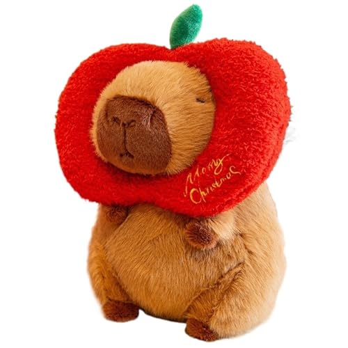 Weihnachts Capybara Plüsch, Süßes Kuscheltier Meerschweinchen Mit Apfel Weihnachtsbaum Plüschtier Spielzeug Puppe Kawaii Kissen(Apple) von KUKUShining