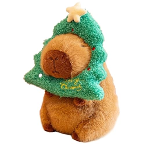 Weihnachts Capybara Plüsch, Süßes Kuscheltier Meerschweinchen Mit Apfel Weihnachtsbaum Plüschtier Spielzeug Puppe Kawaii Kissen(Christmastree) von KUKUShining