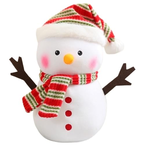 Weihnachts Schneemann Kuscheltier, Weiches Kuscheliges Plüschtier Schneemann Stofftier Kissen Mit Schal Mütze Plüsch Spielzeug(Yellow) von KUKUShining