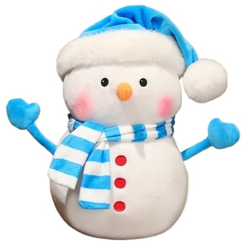 Weihnachts Schneemann Plüschtier, Süßes Kuscheltier Stofftier Schneemann Umarmungskissen Mit Schalmütze Plüsch Spielzeug Für Dekoration(Blue) von KUKUShining