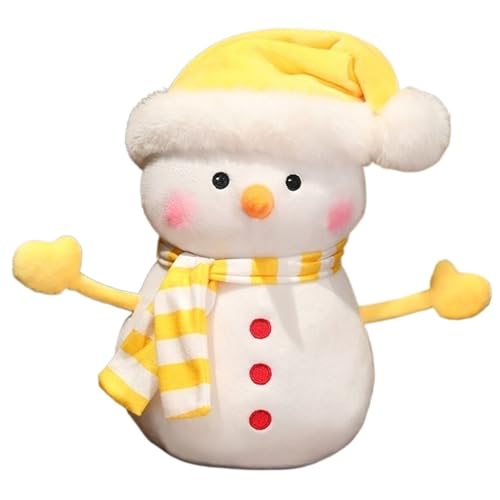 Weihnachts Schneemann Plüschtier, Süßes Kuscheltier Stofftier Schneemann Umarmungskissen Mit Schalmütze Plüsch Spielzeug Für Dekoration(Yellow) von KUKUShining