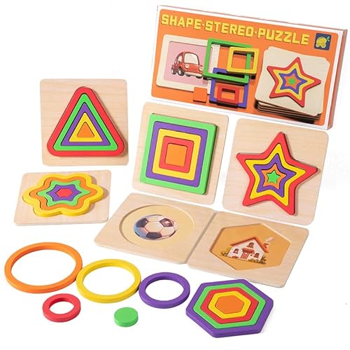 KUKUTrue® Montessori Spielzeug 1 2 3 Jahre, Spiele ab 1 Jahr, Steckpuzzle Holz ab 1 Jahr, Regenbogen Holz, Geschenk 1 3 Jahre Kinder Junge Mädchen von KUKUTrue