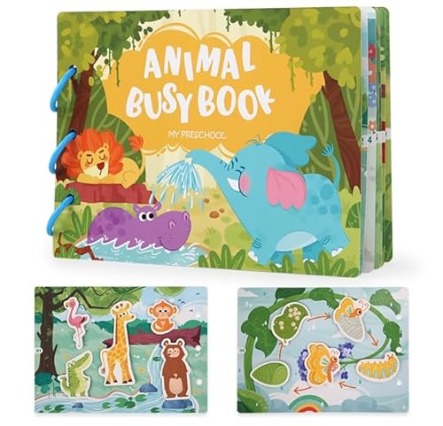 KUKUTrue® Montessori Spielzeug 1 2 3 Jahre, Spiele ab 1 Jahr, Tier Quiet Book, Montessori Spielzeug, Quiet Book ab 1 Jahr, Geschenk 1–3 Jahre Kinder Junge Mädchen von KUKUTrue