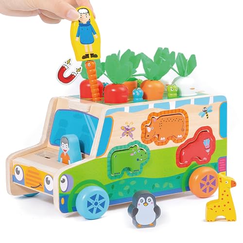 KUKUTrue Montessori Spielzeug 1 2 3 Jahre, Nachziehtier, Spiele ab 1 Jahre, Holzspielzeug, Motorikspielzeug, Holzauto, Geschenk 1-3 Jahre Kinder Junge Mädchen KUKUTrue Montessori Spielzeug 1 2 3 Jahre, Nachziehtier, Spiele ab 1 Jahre, Holzspielzeug, Motorikspielzeug, Holzauto, Geschenk 1-3 Jahre Kinder Junge Mädchen von KUKUTrue