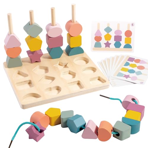 KUKUTrue Montessori Spielzeug 2 3 4 5 Jahre, Fädelspiel, Stapelspielzeug, Holzspielzeug ab 2 Jahre, Farben Lernen ab 2 Jahre, Lernspielzeug, Geschenk für 2–5 Jahre Kinder Junge Mädchen KUKUTrue Montessori Spielzeug 2 3 4 5 Jahre, Fädelspiel, Stapelspielzeug, Holzspielzeug ab 2 Jahre, Farben Lernen ab 2 Jahre, Lernspielzeug, Geschenk für 2–5 Jahre Kinder Junge Mädchen von KUKUTrue