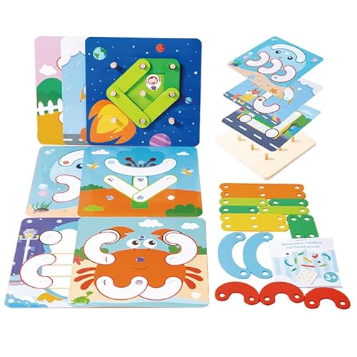 KUKUTrue Montessori Spielzeug 2 3 4 5 Jahre, Kinder Holzpuzzle, Spiele ab 2 Jahre, Kinderspielzeug ab 2 Jahre, Motorikspielzeug, Lernspiele, Holz Spielzeug, Geschenk 2-5 Jahre Kinder Junge Mädchen von KUKUTrue