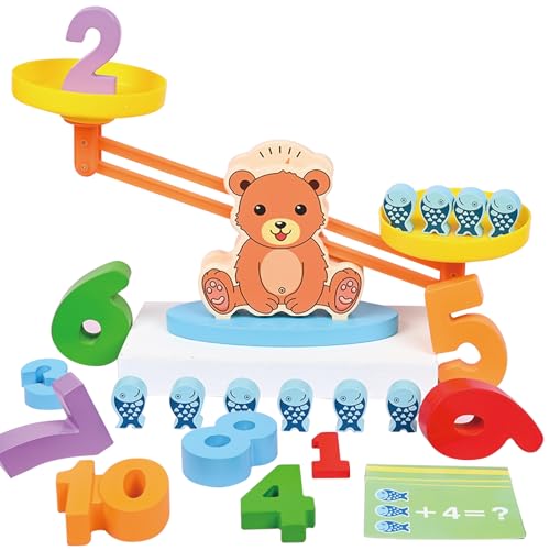 KUKUTrue Montessori Spielzeug 3 4 5 Jahre, Mathe Waage, Spiele ab 3 Jahre, Holzspielzeug, Motorikspielzeug, Lernspiel, Geschenk 3-5 Jahre Kinder Junge Mädchen von KUKUTrue