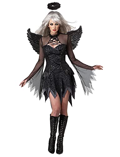 KULTFAKTOR GmbH Fallen Angel Halloween Damenkostüm Engel schwarz - L (42/44) von KULTFAKTOR GmbH