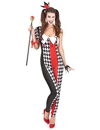 KULTFAKTOR GmbH Süsse Harlekin-Frau Damenkostüm Clownfrau schwarz-rot-Weiss S/M von KULTFAKTOR GmbH