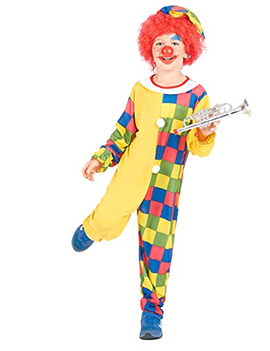 KULTFAKTOR GmbH Witziges Clown-Kinderkostüm kariert gelb-bunt 122/134 (7-9 Jahre) von KULTFAKTOR GmbH