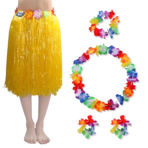 KUMSODE 5-teiliges Set Hawaiian Hula Rock Kostüm Set, Girlanden Gras Rock für Erwachsene, Party Faschingskostüm, Leis für Tropical Luau Party Supplies KUMSODE 5-teiliges Set Hawaiian Hula Rock Kostüm Set, Girlanden Gras Rock für Erwachsene, Party Faschingskostüm, Leis für Tropical Luau Party Supplies von KUMSODE