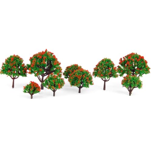 Miniatur-Bäume zum Basteln, 10 Stück, 8 cm, Maßstab 1:150 N, Kunststoff, Modellbäume, Eisenbahn-Landschaft, Modellbäume zum Dekorieren von Gebäudemodell, Straßenstil 9 von KUNGZUNMOLDS