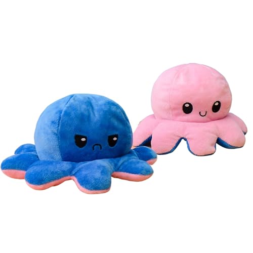 KUNSTIFY 30cm Oktupus Stimmungs Kuscheltier XXL, Geschenke für Frauen, Beste Freundin, Kinder (30cm Pink Blau) von KUNSTIFY