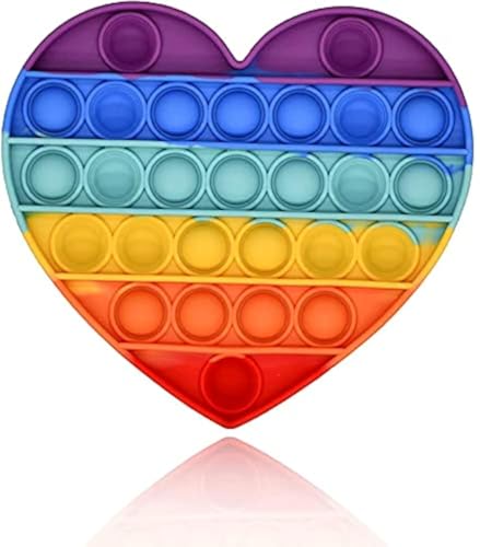 KUNSTIFY POP IT Fidget Toy Antistress Spielzeug für Erwachsene und Kinder Anti Stress Sensorik Popit Figetttoys Fidget Toy Set Figuren Figet Squishy Set Bubble Push pop (Regenbogen Herz) von KUNSTIFY