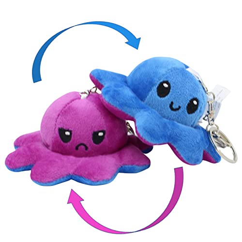 KUNSTIFY Plüschtier Oktopus Schlüsselanhänger Stimmungs Kuscheltier Octopus plüschtier für Mädchen, Frauen, Kinder um Laune ausdrücken wollen Keychain Geschenk für Freundin (Blau Lila) von KUNSTIFY