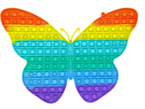 KUNSTIFY XXL POP Regenbogen Fidget Toy Antistress Spielzeug für Erwachsene Kinder Anti Stress Pop groß Figetttoys Fidget Toy Set Figet Bubble Push pop XXL Regenbogen (Schmetterling) von KUNSTIFY