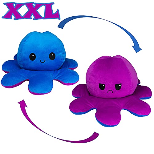 KUNSTIFY XXL Plüschtier Oktopus 40cm Stimmungs Oktopus Plüsch wenden Octopus Kuscheltier für Mädchen, für Kinder die Ihre Laune ausdrücken Krake Tintenfisch Geschenk für Freundin Blau Lila von KUNSTIFY