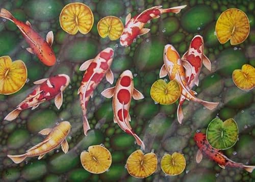 2000 Teile Puzzle, Karpfen-Kunstposter, lustiges Puzzle für Erwachsene, Spielzeug, Stressabbauspiele für die ganze Familie, Xq12Zy, 70 x 100 cm von KUTDE