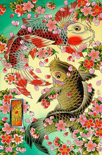 2000 Teile Puzzle, Karpfen-Kunstposter, lustiges Puzzle für Erwachsene, Spielzeug, Stressabbauspiele für die ganze Familie, Xq15Zy, 70 x 100 cm von KUTDE