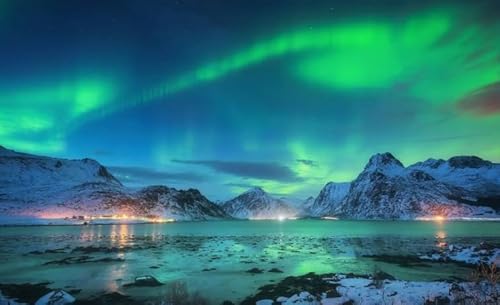 2000 Teile Puzzle Landschaft Auroras Poster für Spaß Puzzle für Erwachsene Spielzeug Familie Stressabbau Spiele Qz604Yk 70x100CM von KUTDE
